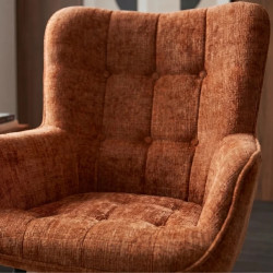 Fauteuil tissu chenille rouille accoudoirs SCANDINAVIA