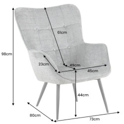 Fauteuil tissu chenille rouille accoudoirs SCANDINAVIA