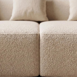 Grand canapé design arrondi tissu bouclé beige 330 cm ATELIER