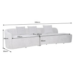 Grand canapé design arrondi tissu bouclé beige 330 cm ATELIER