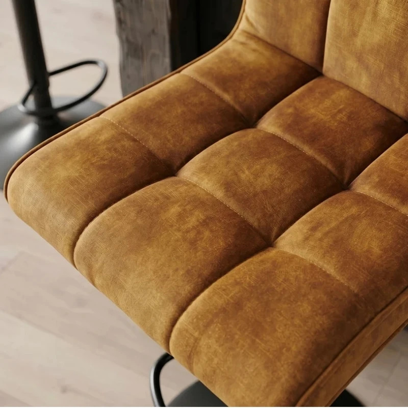 Lot de 2 tabourets de bar velours moutarde réglable en hauteur MODENA