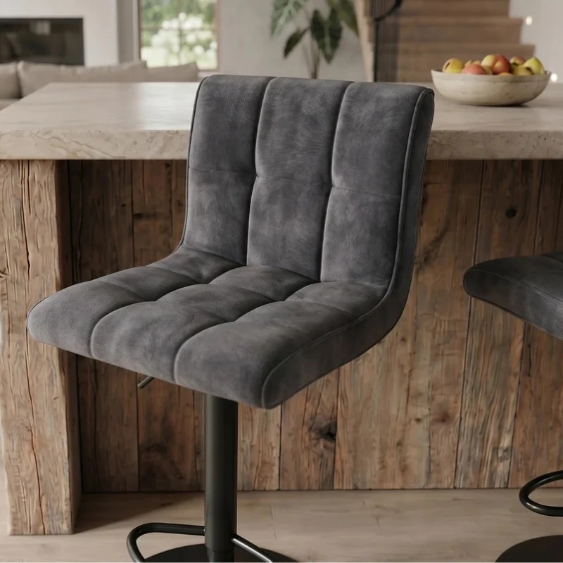 Lot de 2 tabourets de bar velours anthracite réglable en hauteur MODENA