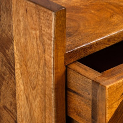 Table de chevet en bois de manguier avec tiroir et étagère INFINITY