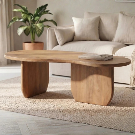 Table basse bois de manguier design 120 cm ORGANIC teinte marron