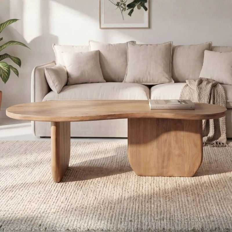 Table basse bois de manguier design 120 cm ORGANIC teinte marron