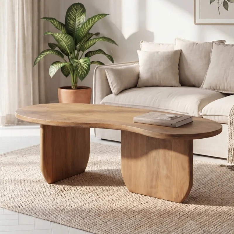 Table basse bois de manguier design 120 cm ORGANIC teinte marron
