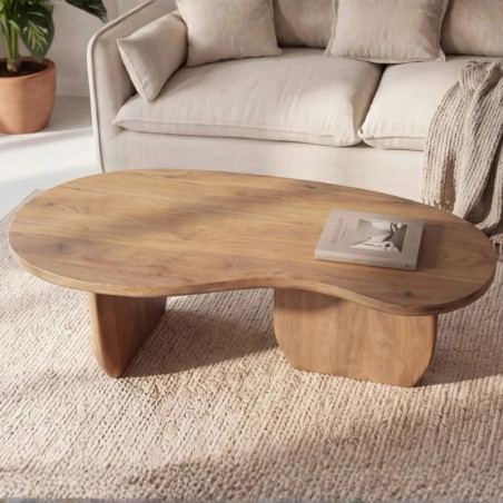 Table basse bois de manguier design 120 cm ORGANIC teinte marron