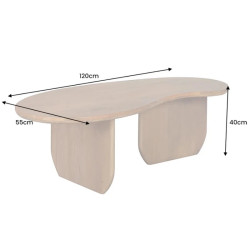 Table basse bois de manguier design 120 cm ORGANIC teinte marron