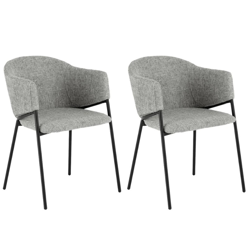 Lot de 2 chaises en tissu gris avec accoudoirs NOBLESSE