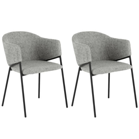Lot de 2 chaises en tissu gris avec accoudoirs NOBLESSE