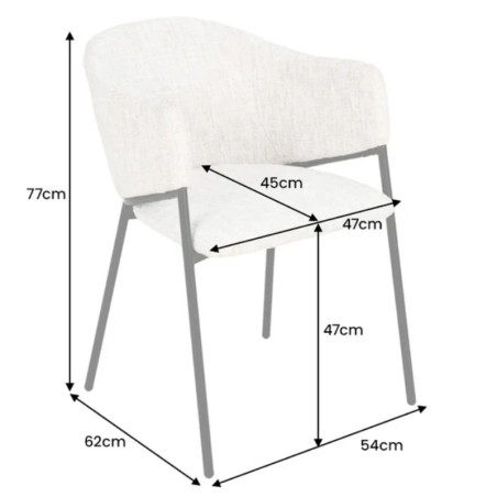 Lot de 2 chaises en tissu gris avec accoudoirs NOBLESSE