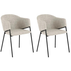 Lot de 2 chaise en tissu beige avec accoudoirs NOBLESSE