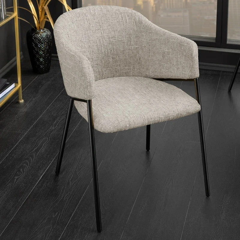 Lot de 2 chaise en tissu beige avec accoudoirs NOBLESSE