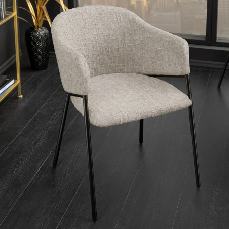 Lot de 2 chaise en tissu beige avec accoudoirs NOBLESSE