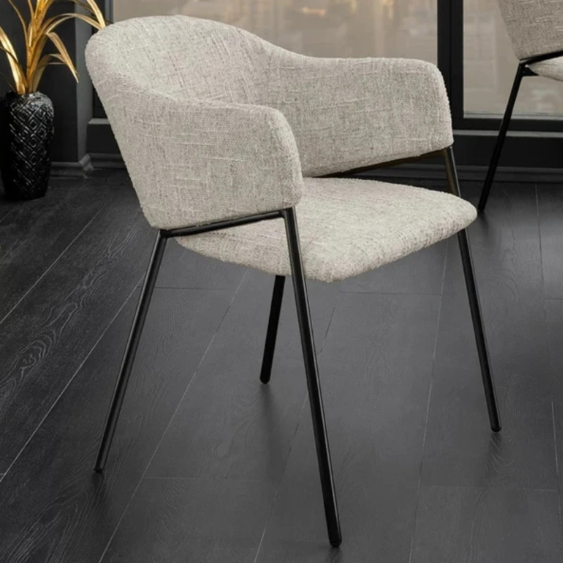Lot de 2 chaise en tissu beige avec accoudoirs NOBLESSE