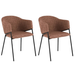 Lot de 2 chaises en tissu marron avec accoudoirs NOBLESSE