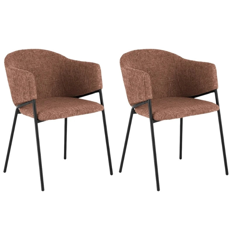 Lot de 2 chaises en tissu marron avec accoudoirs NOBLESSE