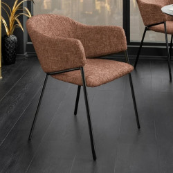Lot de 2 chaises en tissu marron avec accoudoirs NOBLESSE
