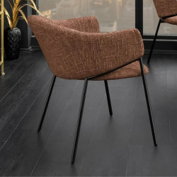 Lot de 2 chaises en tissu marron avec accoudoirs NOBLESSE
