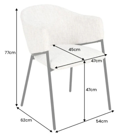 Lot de 2 chaises en tissu marron avec accoudoirs NOBLESSE
