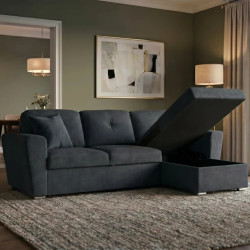 Canapé-lit 3 places tissu texturé gris245 cm APARTMENT