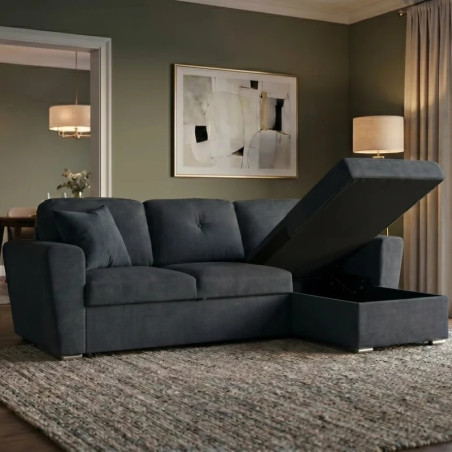 Canapé-lit 3 places tissu texturé gris245 cm APARTMENT