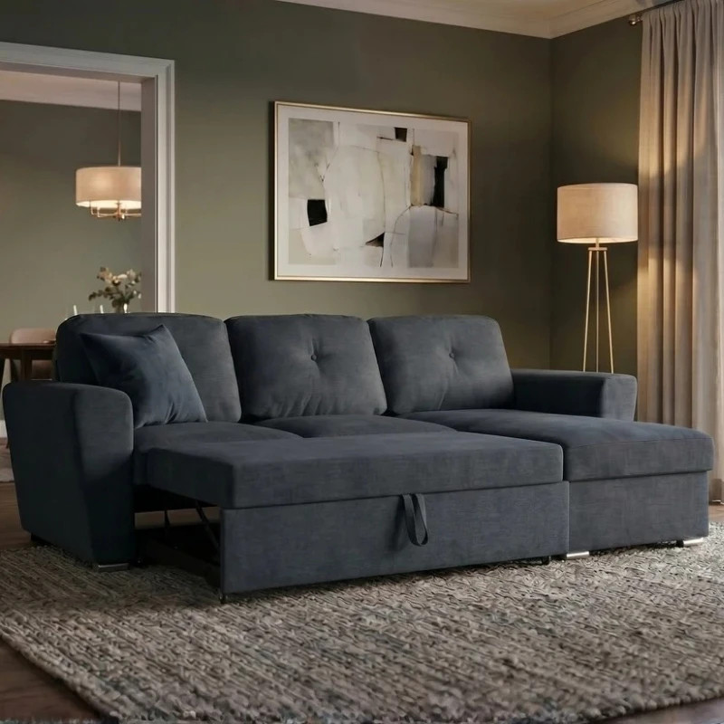 Canapé-lit 3 places tissu texturé gris245 cm APARTMENT