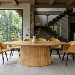 Table ovale bois massif de manguier pied moderne 220cm ART DECO