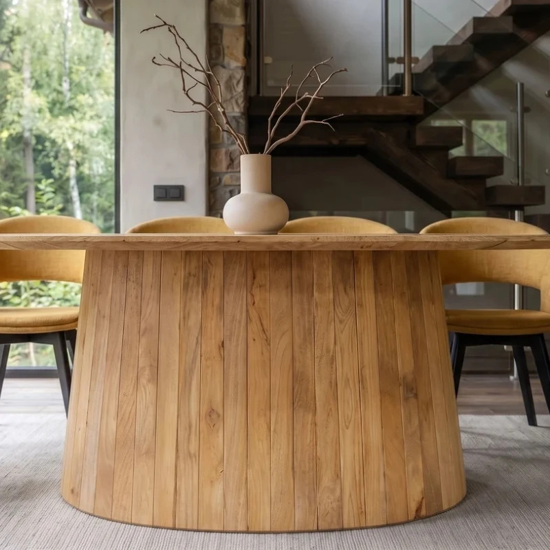 Table ovale bois massif de manguier pied moderne 220cm ART DECO