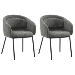 Lot de 2 chaises salle à manger en tissu gris avec accoudoirs FLORENZ