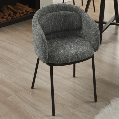 Lot de 2 chaises salle à manger en tissu gris avec accoudoirs FLORENZ