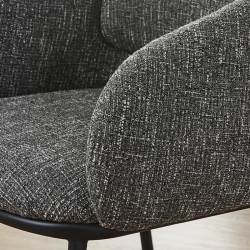 Lot de 2 chaises salle à manger en tissu gris avec accoudoirs FLORENZ