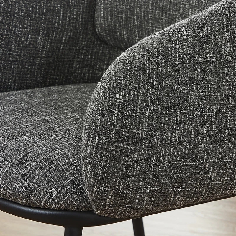 Lot de 2 chaises salle à manger en tissu gris avec accoudoirs FLORENZ