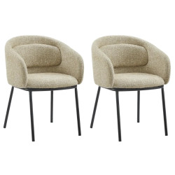 Lot de 2 chaises salle à manger en tissu beige avec accoudoirs FLORENZ