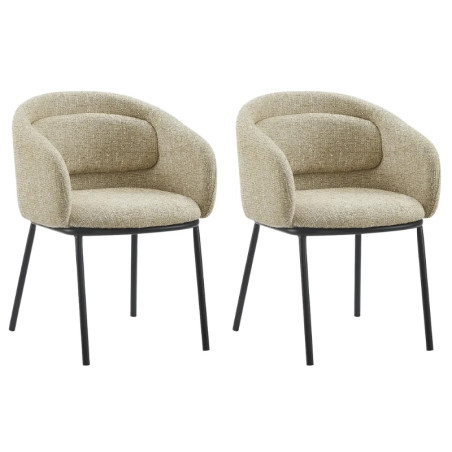 Lot de 2 chaises salle à manger en tissu beige avec accoudoirs FLORENZ