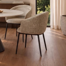 Lot de 2 chaises salle à manger en tissu beige avec accoudoirs FLORENZ