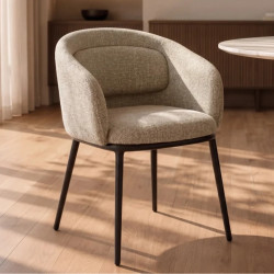 Lot de 2 chaises salle à manger en tissu beige avec accoudoirs FLORENZ