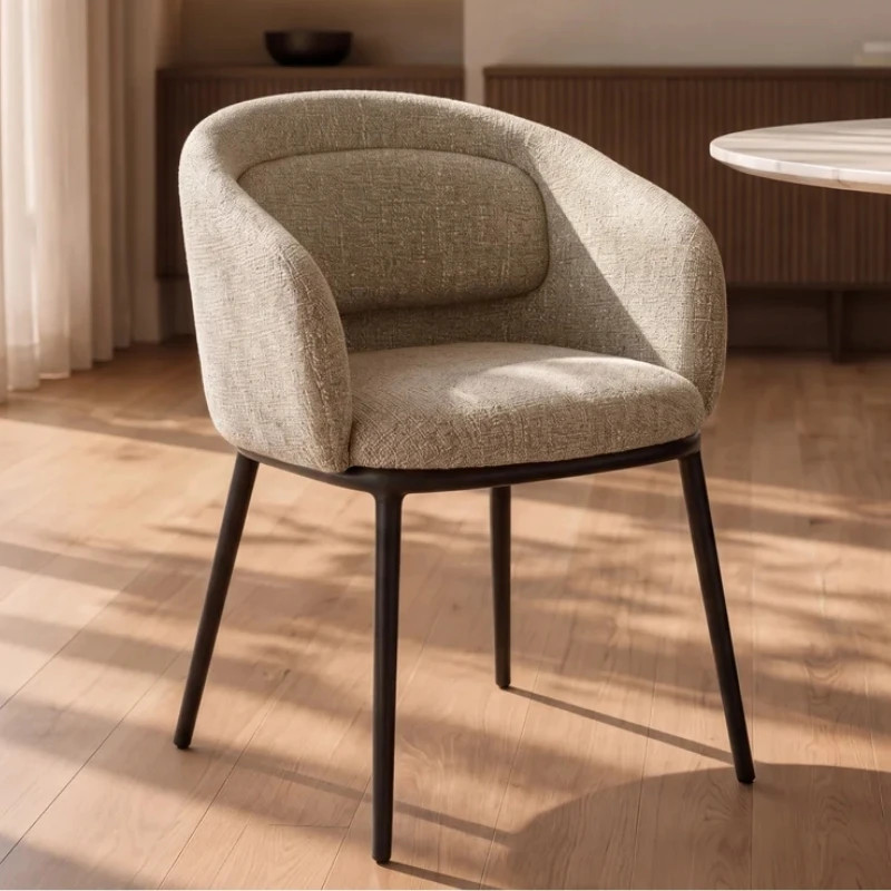 Lot de 2 chaises salle à manger en tissu beige avec accoudoirs FLORENZ
