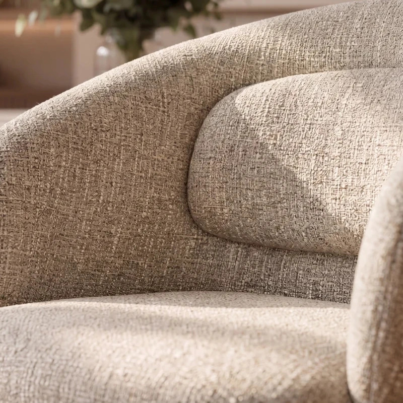 Lot de 2 chaises salle à manger en tissu beige avec accoudoirs FLORENZ