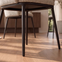 Lot de 2 chaises salle à manger en tissu beige avec accoudoirs FLORENZ
