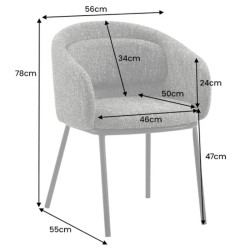 Lot de 2 chaises salle à manger en tissu beige avec accoudoirs FLORENZ