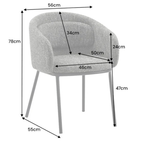 Lot de 2 chaises salle à manger en tissu beige avec accoudoirs FLORENZ
