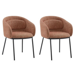 Lot de 2 chaises salle à manger en tissu rouille avec accoudoirs FLORENZ