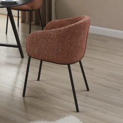 Lot de 2 chaises salle à manger en tissu rouille avec accoudoirs FLORENZ