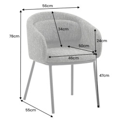 Lot de 2 chaises salle à manger en tissu rouille avec accoudoirs FLORENZ