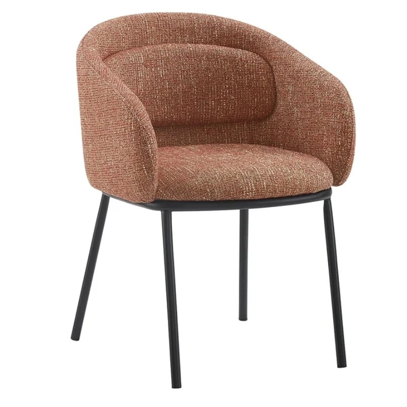 Lot de 2 chaises salle à manger en tissu rouille avec accoudoirs FLORENZ