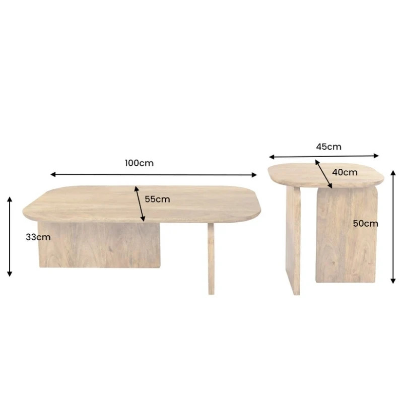 Lot de 2 tables basses en bois de manguier marron GATSBY