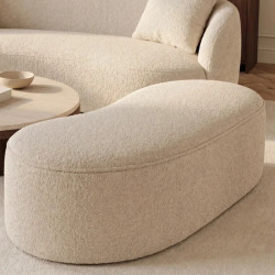 Banc coffre de rangement rembourré en bouclette beige 120cm ELEMENTAL