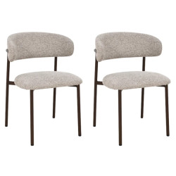 Lot de 2 chaises salle à manger en tissu taupe style scandinave BELFORT