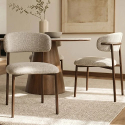 Lot de 2 chaises salle à manger en tissu taupe style scandinave BELFORT